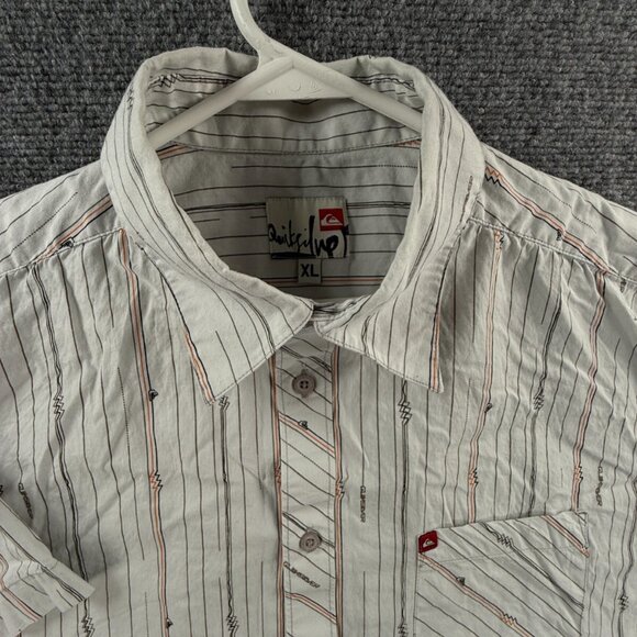 Quiksilver Button Up Shirt Short Sleeve Men Skate Surf Striped Colorful XL Point - Picture 9 of 14